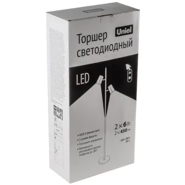 Торшер UЛм-T600 2х6W/4500K/DIM BLACK напольный светодиодный 2х6W Сенсорный выключатель Диммер черный