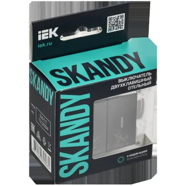 SKANDY Выключатель 2-клавишный с индикацией для отелей 10А SK-V16G графит IEK