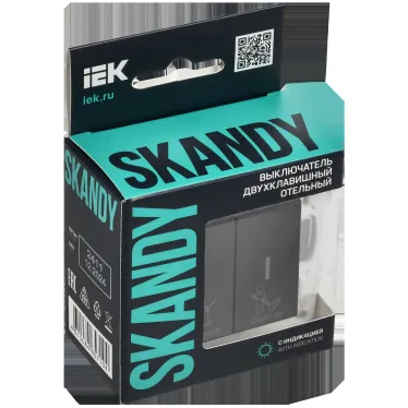 SKANDY Выключатель 2-клавишный с индикацией для отелей 10А SK-V16Bl черный IEK