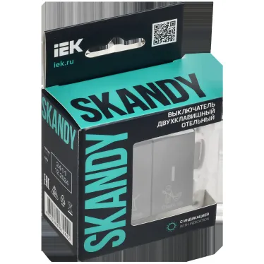 SKANDY Выключатель 2-клавишный с индикацией для отелей 10А SK-V16Gr серый IEK