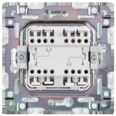 SKANDY Выключатель 2-клавишный с индикацией для отелей 10А SK-V16W арктический белый IEK