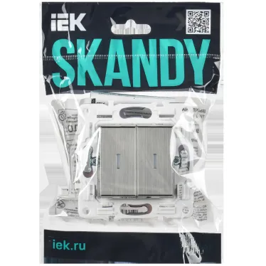 SKANDY Выключатель 2-клавишный проходной с индикацией 10А SK-V10N никель IEK