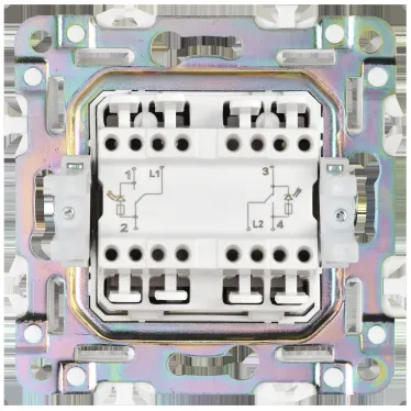 SKANDY Выключатель 2-клавишный проходной с индикацией 10А SK-V10N никель IEK
