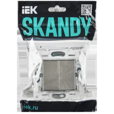SKANDY Выключатель 2-клавишный 10А SK-V04N никель IEK