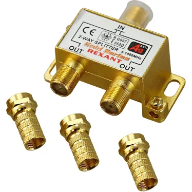 Делитель ТВ краб x 2 + 3шт. F BOX 5-1000 МГц GOLD,