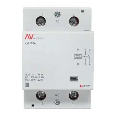 Контактор модульный КМ 100А 2NО 230VAC (3 мод.) AVERES EKF