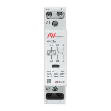 Контактор модульный КМ 25А 1NC+1NO 230VAC (1 мод.) AVERES EKF