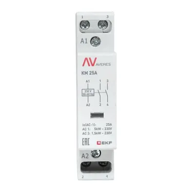 Контактор модульный КМ 25А 2NО 230VAC (1 мод.) AVERES EKF