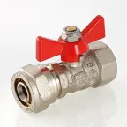 Кран шаровой 16x1/2' ВВ под обжим ручка бабочка