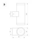 Светильник светодиодный LGD-RAY-WALL-TWIN-R65-2x12W Warm3000 (GR, 6 deg, 230V) (ARL, IP65 металл, 3 года)