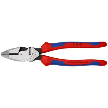 Linemans Pliers плоскогубцы электромонтёра с приспособлением для протяжки кабеля и обжима кабельных наконечников рез: проволока средней твёрдости 46 мм твёрдая проволока 3 мм L-240 мм чёрные 2-компонентные рукоятки блистер