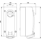 Розетка наружной установки IP44 16А 2P+E 230В с механической блокировкой и боковым расположением разъема