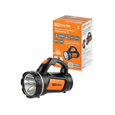 Фонарь светодиод. "Прожектор 7", аккумуляторный, 3 Вт LED+COB, 120 лм, 3,7 В 1,5 А*ч, USB | SQ0350-0051 | TDM