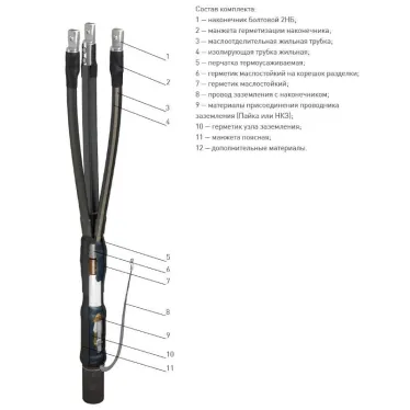 Муфта концевая 3 КВТп-10 (70-120) с наконечниками МКС | zeta22811 | ЗЭТАРУС