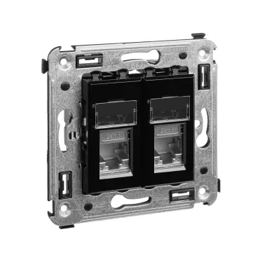 Avanti Розетка RJ-45 в стену, кат.6 двойная экранированная, ''Черный квадрат''