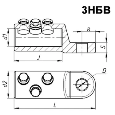 Наконечник болтовой 3НБВ-5-100 (500/630) | zeta10570 | ЗЭТАРУС