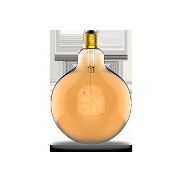 Лампа светодиодная филаментная LED 2.5 Вт 200 лм 2000К AC185-265В E27 шар G125 теплая золотистая колба Black Filament