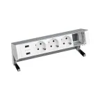 Настольный x5 розеточный блок, 3x2P+E, 2xUSB з/у, 1 пустой модуль, алюминий, S400 | 42523000-133 | Simon