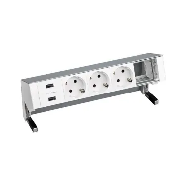 Настольный x5 розеточный блок, 3x2P+E, 2xUSB з/у, 1 пустой модуль, алюминий, S400 | 42523000-133 | Simon