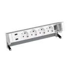 Настольный x6 розеточный блок, 4x2P+E, 2xUSB з/у, 1 пустой модуль, алюминий, S400 | 42624000-133 | Simon