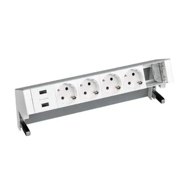 Настольный x6 розеточный блок, 4x2P+E, 2xUSB з/у, 1 пустой модуль, алюминий, S400 | 42624000-133 | Simon