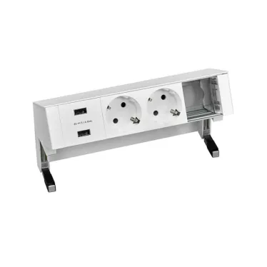 Настольный x4 розеточный блок, 2x2P+E, 2xUSB з/у, 1 пустой модуль, белый, S400 | 42422000-130 | Simon