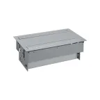 Simon S400 Двухсторонний Врезной розеточный блок с крышкой и мет. вводом, 4x2P+E, 8 пустых модулей, алюмин,S400 | 47602000-133 | Simon