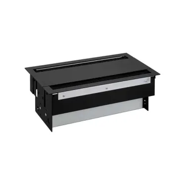 Simon S400 Двухсторонний Врезной розеточный блок с крышкой, ввод щетка, 10x2P+E, 2 пустых модуля, черный, S400 | 46605000-138 | Simon