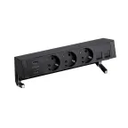                  Simon S400 Настольный розеточный блок, 3x2P+E, 2xUSB зарядное уст., адаптер для 2хRJ45, моноблок, черный, S400 | 42523020-138 | Simon
               