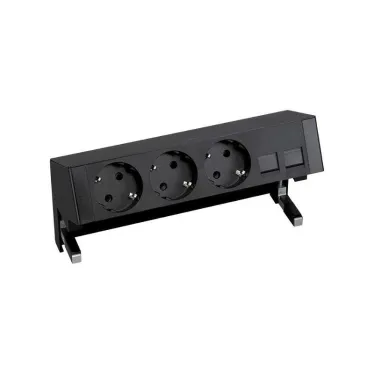 Simon S400 Настольный розеточный блок, 3х2P+E, адаптер для 2хRJ45, моноблок, черный , Simon 400 | 42403020-138 | Simon