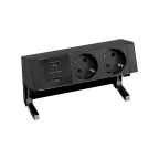 Настольный x3 розеточный блок, 2x2P+E, 2xUSB з/у, черный, S400 | 42322000-138 | Simon