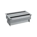 Двухсторонний врезной x12 розеточный блок, щетка, 8x2P+E, 4xUSB з/у, 2 пустых модуля, алюминий, S400 | 46624000-133 | Simon