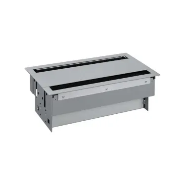 Двухсторонний врезной x12 розеточный блок, щетка, 8x2P+E, 4xUSB з/у, 2 пустых модуля, алюминий, S400 | 46624000-133 | Simon