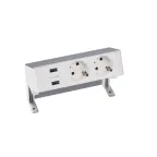 Настольный x3 розеточный блок, 2x2P+E, 2xUSB з/у, алюминий, S400 | 42322000-133 | Simon