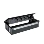 Врезной x6 розеточный блок, щетка, 4x2P+E, 2xUSB з/у, 1 пустой модуль, черный, S400 | 44624000-138 | Simon