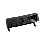                  Настольный x4 розеточный блок, 2x2P+E, 2xUSB з/у, 1 пустой модуль, черный, S400 | 42422000-138 | Simon
               