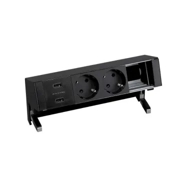 Настольный x4 розеточный блок, 2x2P+E, 2xUSB з/у, 1 пустой модуль, черный, S400 | 42422000-138 | Simon