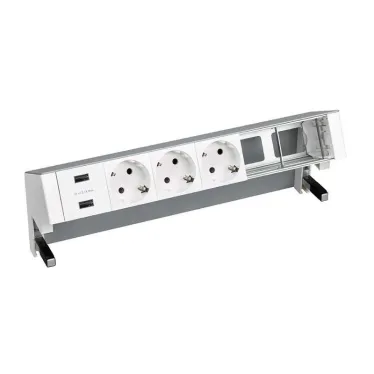 Настольный x6 розеточный блок, 3x2P+E, 2xUSB з/у, 2 пустых модуля, алюминий, S400 | 42623000-133 | Simon