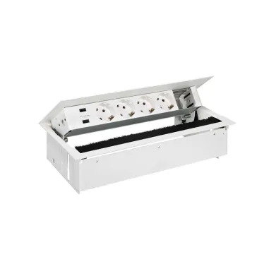 Врезной x6 розеточный блок, щетка, 4x2P+E, 2xUSB з/у, 1 пустой модуль, белый, S400 | 44624000-130 | Simon