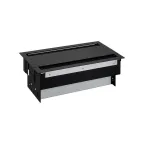 Simon S400 Двухсторонний Врезной розеточный блок с крышкой, ввод щетка, 12x2P+E  черный, Simon 400 | 46606000-138 | Simon