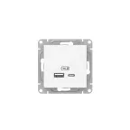 Механизм розетки USB-A+С, белый Эпика EKF