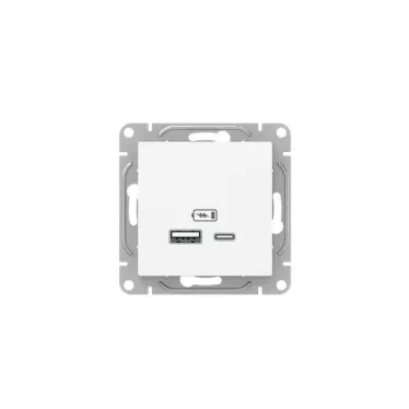 Механизм розетки USB-A+С, белый Эпика EKF