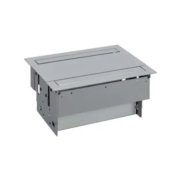 Simon S400 Двухсторонний Врезной розеточный блок с крышкой и мет. вводом, 2x2P+E, 6 пустых модулей, алюмин,S400 | 47401000-133 | Simon