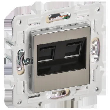 SKANDY Розетка компьютерная двойная RJ45 кат.5E SK-K03N никель IEK