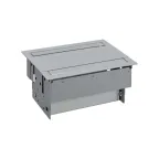Simon S400 Двухсторонний Врезной розеточный блок с крышкой и мет. вводом, 4x2P+E, 4 пустых модуля, алюмин, S400 | 47402000-133 | Simon