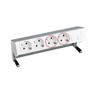Simon S400 Настольный розеточный блок, 2x2P+E, 2x2P+E UPS, адаптер для 2хRJ45, моноблок, алюминий, Simon 400 | 42502220-133 | Simon