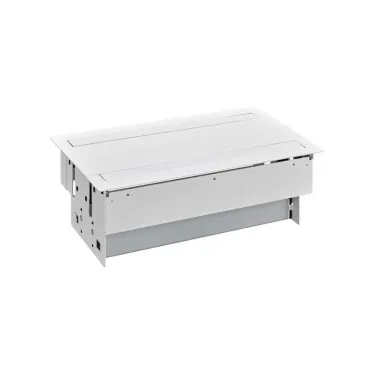 Simon S400 Двухсторонний Врезной розеточный блок с крышкой и мет. вводом, 8x2P+E, 4 пустых модуля, белый, S400 | 47604000-130 | Simon
