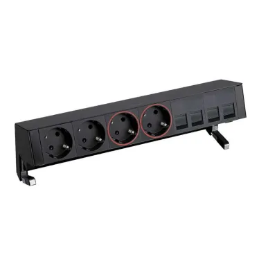 Simon S400 Настольный розеточный блок, 2x2P+E, 2x2P+E UPS, адаптер для 4хRJ45, моноблок, черный, Simon 400 | 42602240-138 | Simon