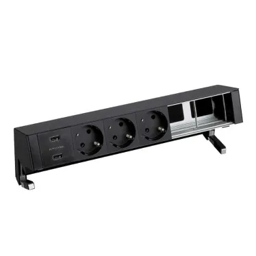 Настольный x6 розеточный блок, 3x2P+E, 2xUSB з/у, 2 пустых модуля, черный, S400 | 42623000-138 | Simon