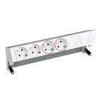                  Simon S400 Настольный розеточный блок, 2x2P+E, 2x2P+E UPS, адаптер для 4хRJ45, моноблок, алюминий, Simon 400 | 42602240-133 | Simon
               